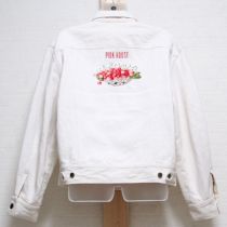 オフ白チェリー皿刺繍Gジャン