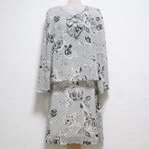 白×黒ルヴェルディプリントポリブラウス&スカート【3(9号)】