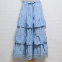 水色エンブロイダリー段々スカート