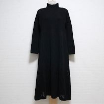 黒透かし編みニットロングワンピース【3(9号)】