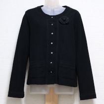 黒コサージュ付きカットワーク使いカットソーカーディガン【3(9号)】