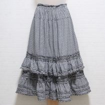 黒ギンガム裾段々フリルスカート