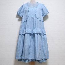 水色エンブロイダリー段々ワンピース