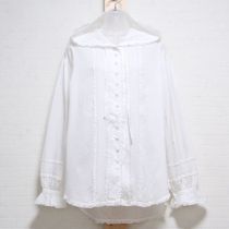 白ローンフード付きブラウス