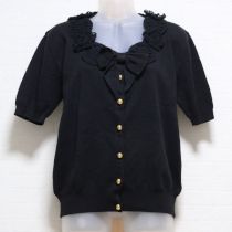 黒クロッシェ使いコットンカーディガン