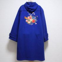 青ブーケ刺繍ダッフルコート