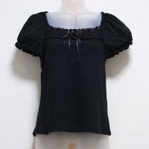 黒エンブロイダリー使いカットソー【M】