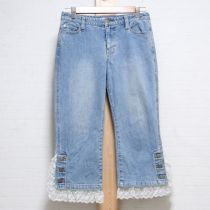 ブリーチ裾レースパンツ【L】