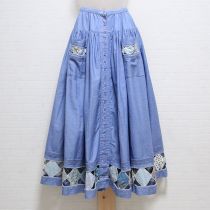 水色パッチワークデニムスカート
