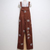 茶スコッチテリア刺繍オーバーオール