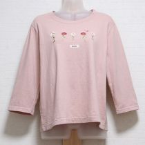 ピンクアスター刺繍長Tシャツ【4(L)】