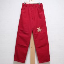赤ボーダーうさぎ刺繍パンツ【M】