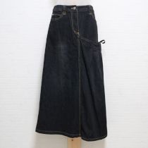 黒レース使いラップ付きデニムスカート【M】