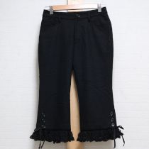 黒裾ニットレースウールパンツ【S】