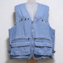 ブルーペンギン刺繍ベスト【L】