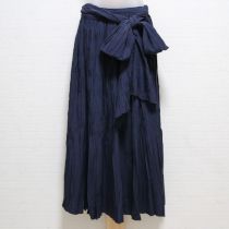 紺シワ加工スカートサッシュ付き【L】