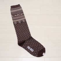 こげ茶ノルディック柄ロングソックス