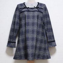 紺チェックプリント裏起毛チュニック【3(9号)】