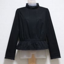 黒スタンドカラータックペプラムブラウス【3(9号)】
