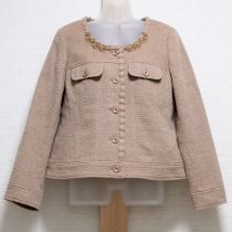 ベージュ花モチーフ付きアルパカジャケット【4(L)】