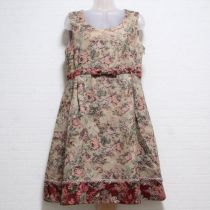 ベージュ×赤ゴブランワンピース