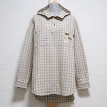 薄荷系チェックフード付きプルオーバー【M】