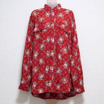 赤薔薇柄ボタンダウンシャツ【M】