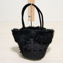 黒ファーリボンメッシュバッグ