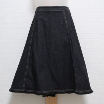 黒デニム裾フリルスカート【4(L)】