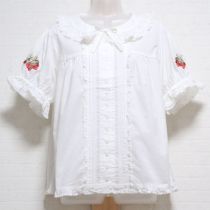 白ストロベリーブーケ刺繍ブラウス【4(L)】