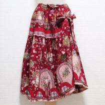赤コテージチャームパッチワークスカート