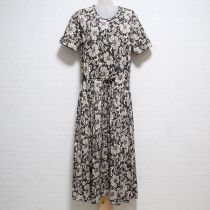 黒更紗柄カットソーワンピース