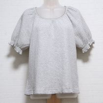 グレー×白ボーダーカットソー【4(L)】