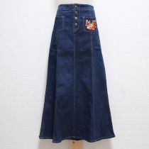 紺苺刺繍デニムスカート【L】