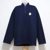 紺白くま刺繍フリースプルオーバー【M】