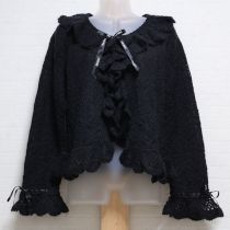 黒ロゴリボンモヘヤフリルカーディガン