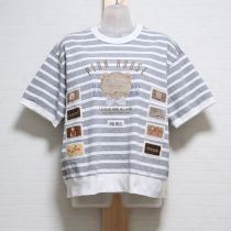 グレーパッチ使い顔くまプリントTシャツ【4(L)】