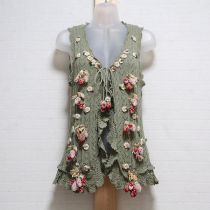 薄荷苺モチーフニットジレ