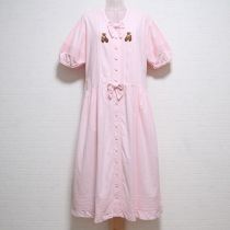 ピンクピクニックくま刺繍ギンガムワンピース