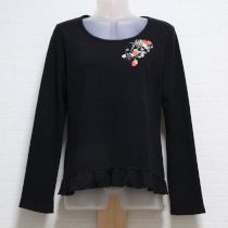 黒スノーベリー刺繍カットソー【M】