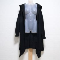 黒バックティヤードリブニットロングカーディガン