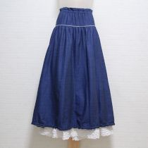 紺エプロン風後ろ段々ローンスカート