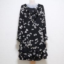 黒リボン柄ポリ段々ワンピース&スカート