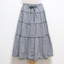 黒×白ギンガム切替えスカート