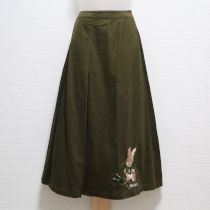 カーキ毛糸玉うさぎスカート【L】