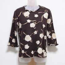 こげ茶薔薇とリボンウールカットソー【L】