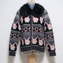 黒薔薇ジャガード編みカーディガン