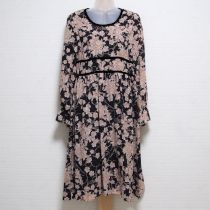 黒ベロア使い桜プリントワンピース【11号】