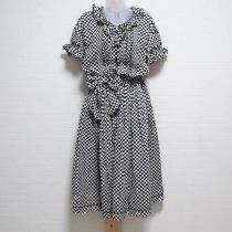 黒水玉ワンピースサッシュ付き