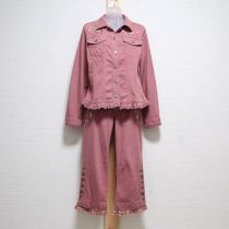 ピンク苺刺繍デニムジャケット&パンツ